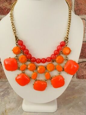 Bold Orange and Pink Statement Necklace